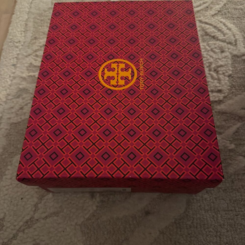 TORY BURCH 70s Square Toe Loafer In Plum/deep Purple/tan Cuoio size 7.5 - Picture 4 of 10